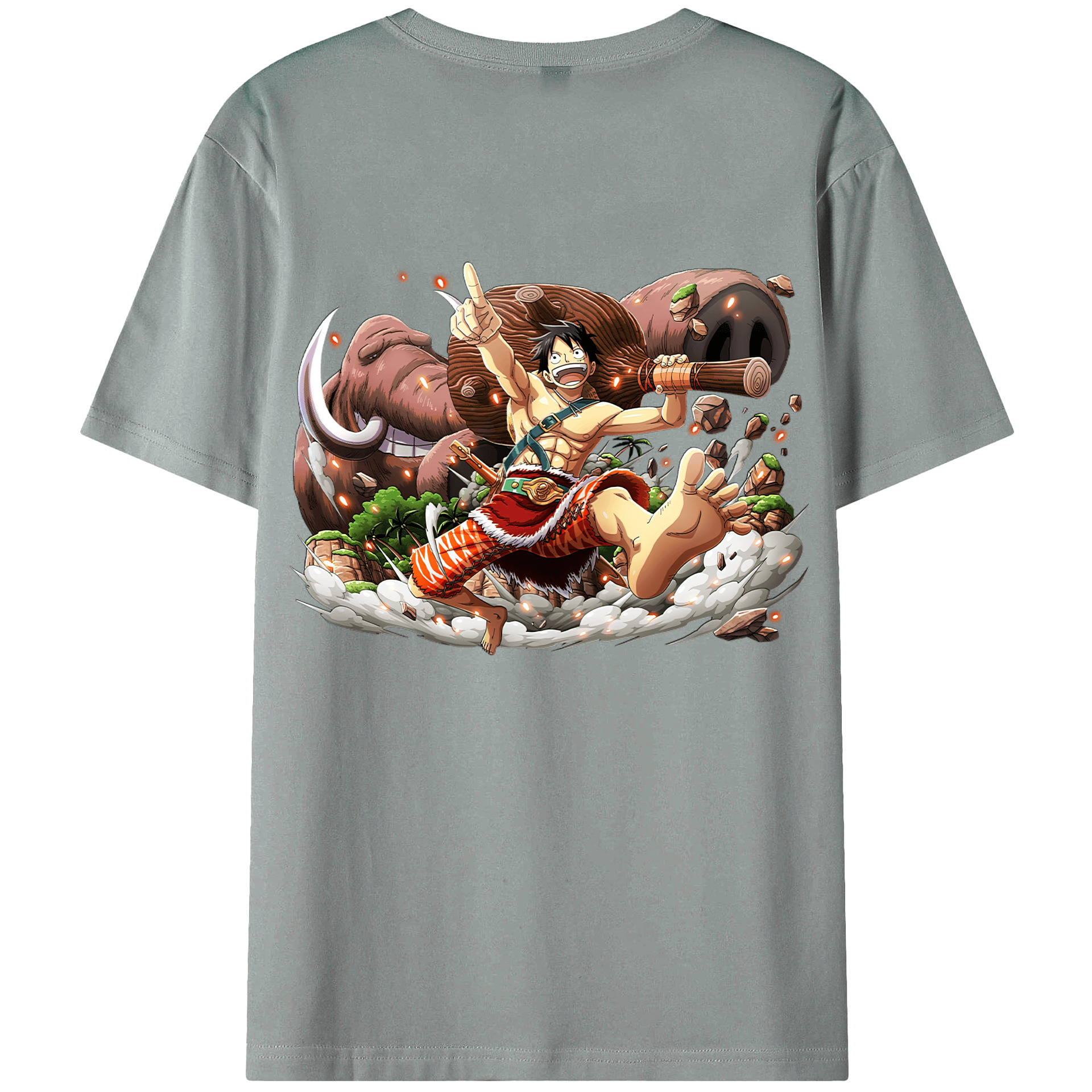 ワンピース モンキー・D・ルフィ ONE PIECE Monkey D. Luffy 綿100％ メンズ半袖Tシャツ（バックプリント） 通気性